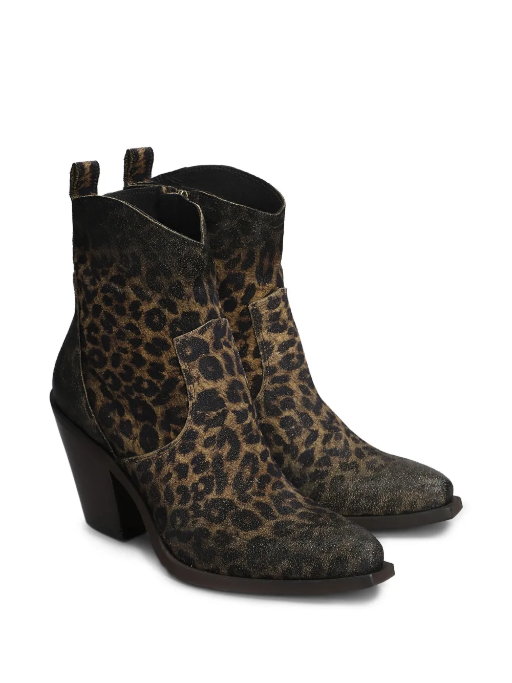 Metisse Leopard-print Ankle Boots In Brown