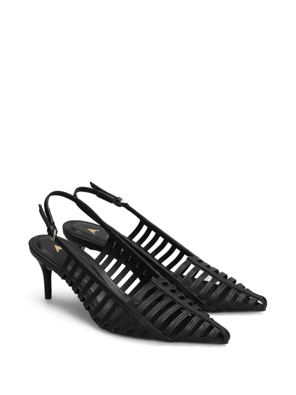 Carrano 70mm Leather Slingback Pumps In 黑色