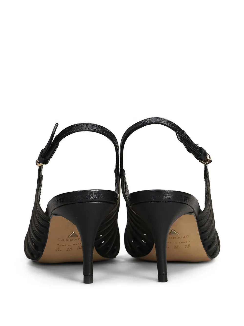 Carrano 70mm Leather Slingback Pumps In 黑色