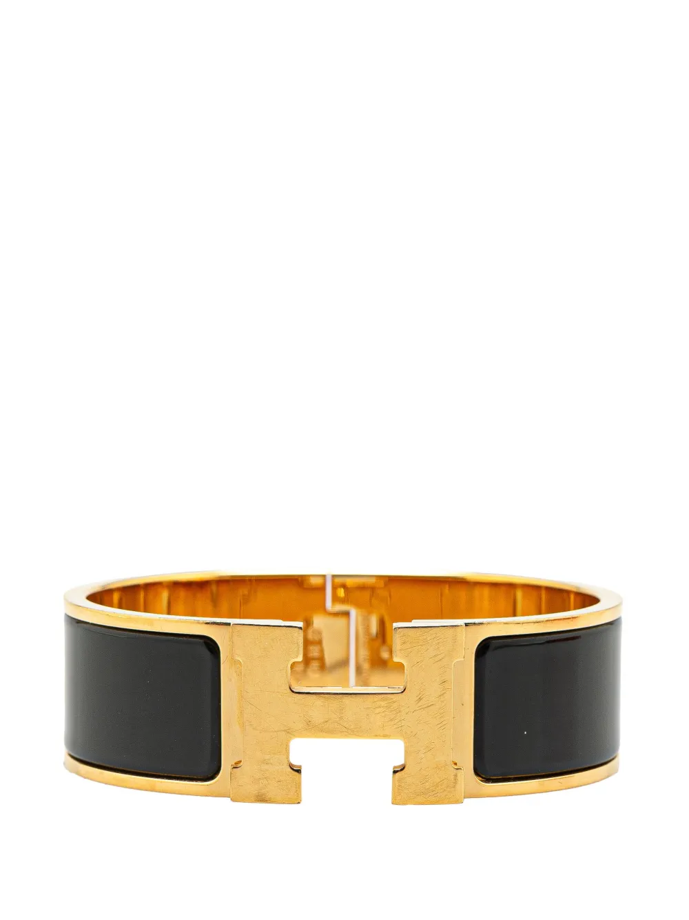 Hermès Pre-Owned 1990-2024 ワイド エナメル クリッククラック H GM コスチューム ブレスレット - ブラック Hermès Pre-Owned 1990-2024 ワイド エナメル クリッククラック H GM コスチューム ブレスレット - ブラック