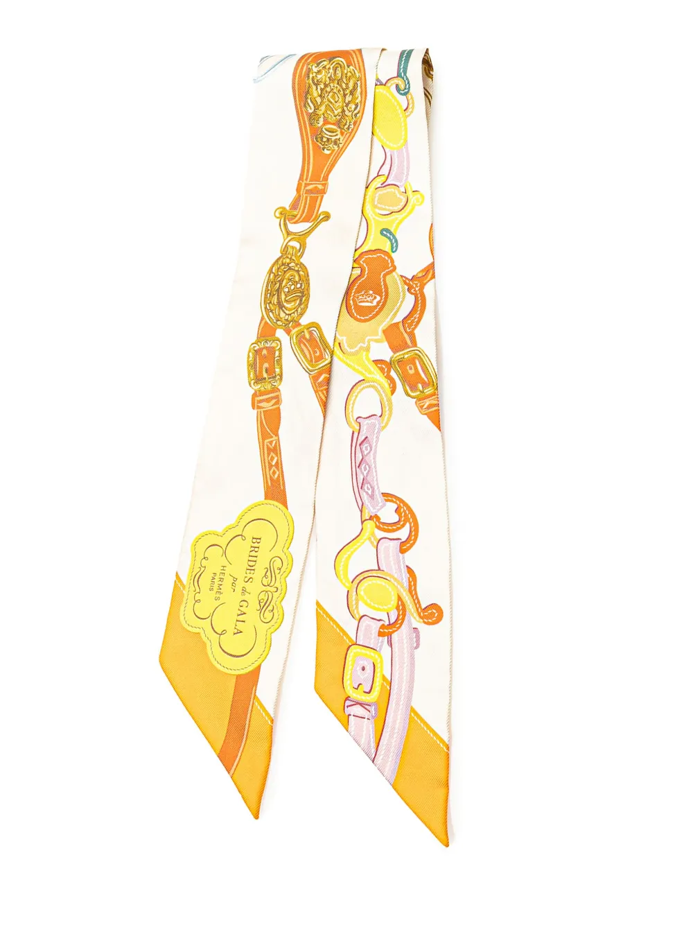Pre-owned Hermes 20th Century Brides De Gala Twilly Silk Scarf Scarves In White