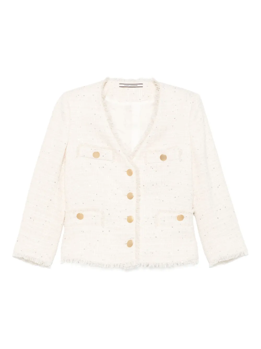 Tagliatore tweed frayed-trim jacket | Neutrals | Image 1