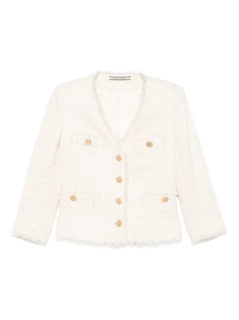 Tagliatore tweed frayed-trim jacket