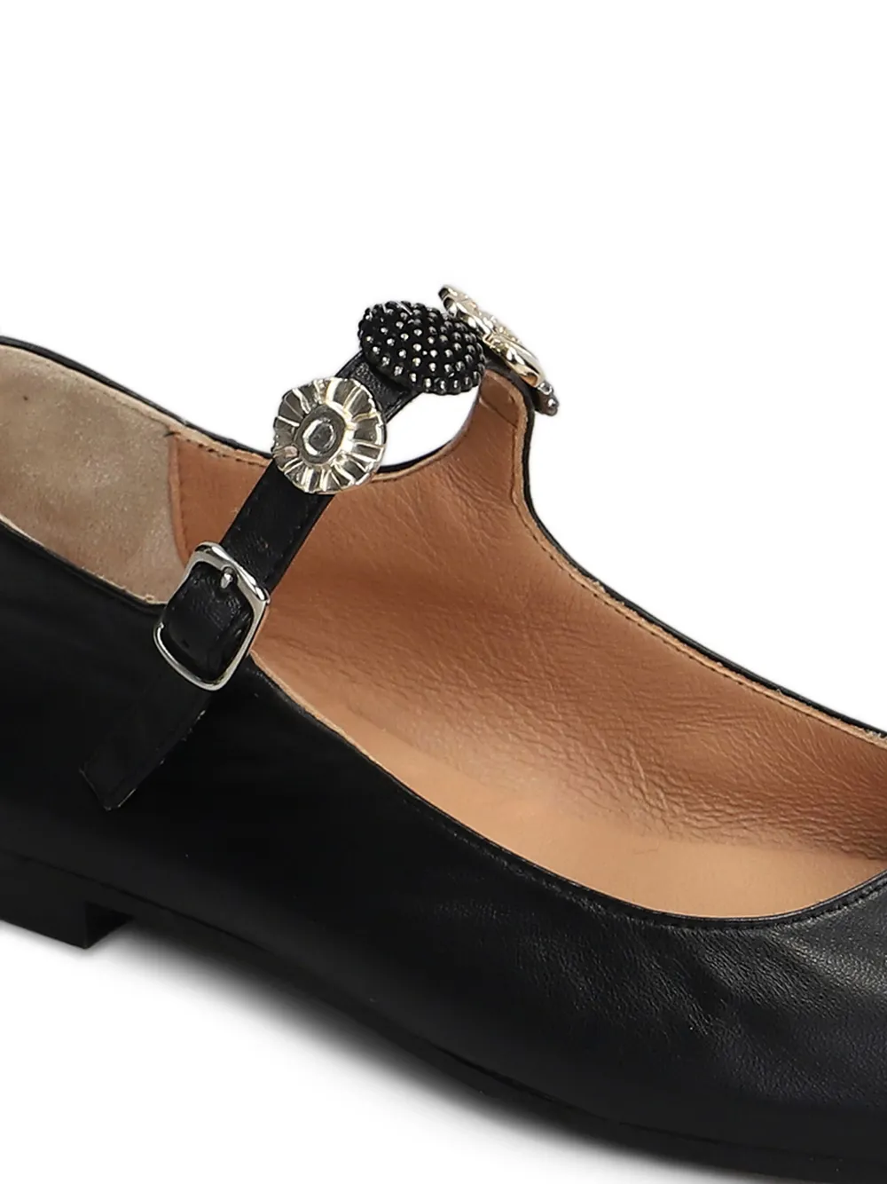 anniel leather ballerina shoes Black