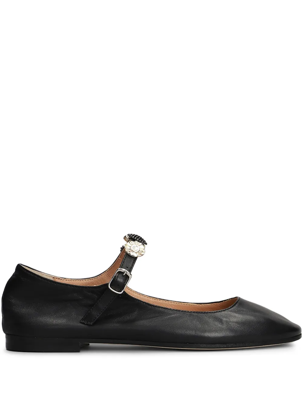 Anniel Leren ballerina's Zwart