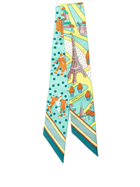 Hermès Pre-Owned 1990-2024 Les Nouveaux Amoureux de Paris Silk Twilly Scarf scarves