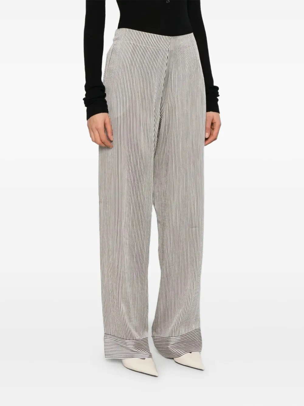 Fabiana Filippi striped cuffed trousers Zwart