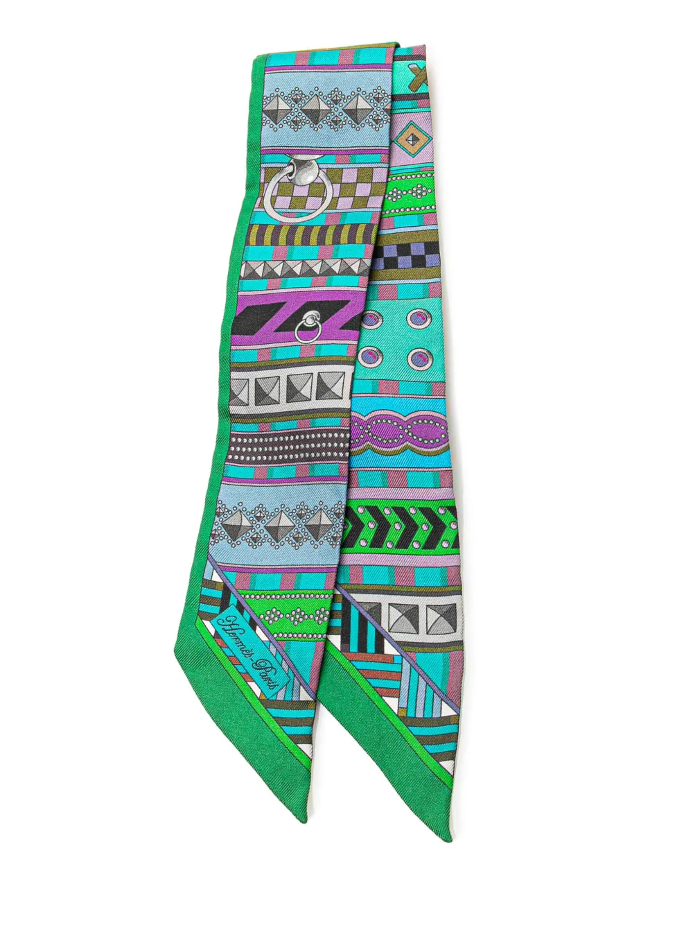Hermès Pre-Owned 20th Century Collier de Chiens Silk Twilly Scarf Hermès Pre-Owned 20th Century Collier de Chiens Silk Twilly Scarf