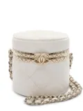 CHANEL Pre-Owned 2021-2024 Mini Matelasse Lambskin Round Case vanity bag - White