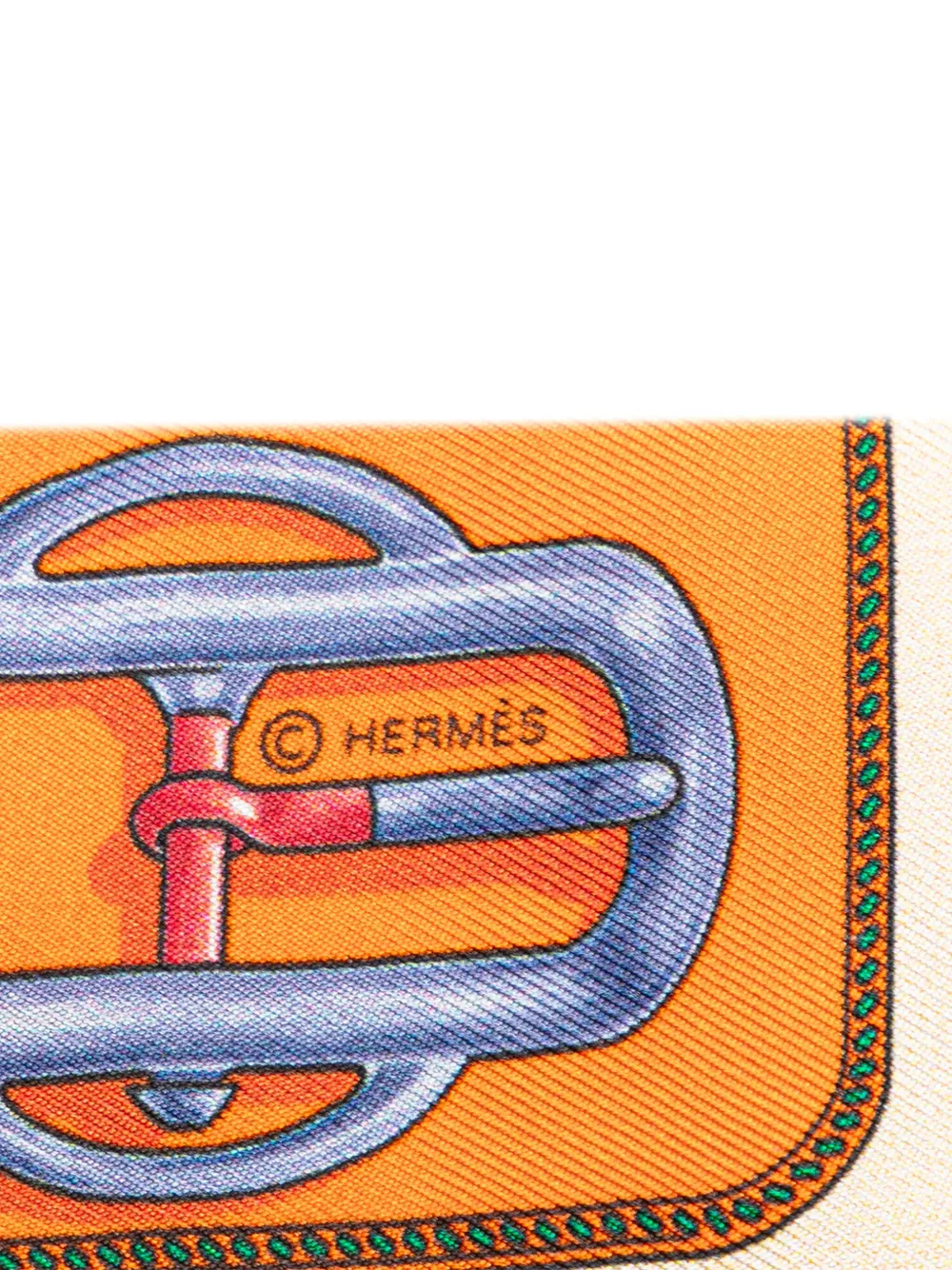 Pre-owned Hermes 20th Century Bouclerie D'attelage Silk Twilly Scarf Scarves In Black