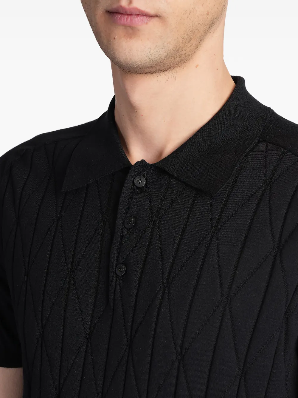 ROBERTO COLLINA POINTELLE-DETAILED POLO SHIRT