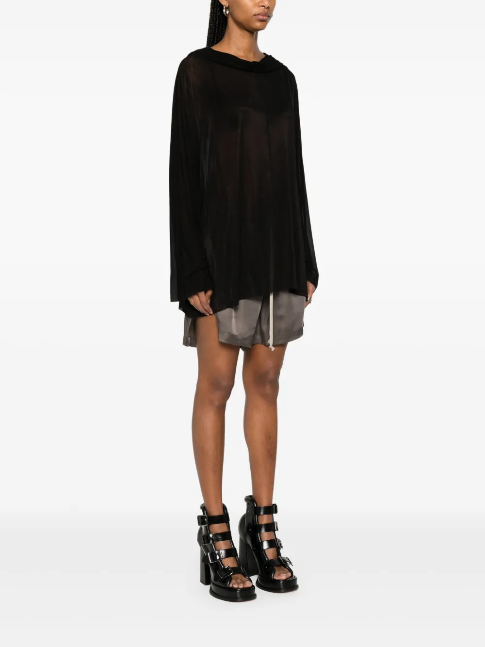 Shop Rick Owens Hooded Tunic In Black