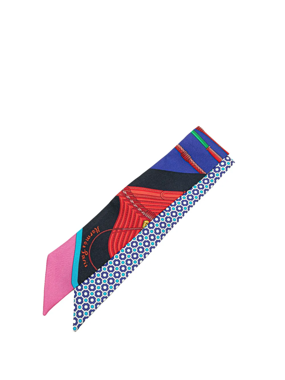 Hermès Pre-Owned 1990-2024 Clic Clac Modern Cannage Silk Twilly Scarf Hermès Pre-Owned 1990-2024 Clic Clac Modern Cannage Silk Twilly Scarf