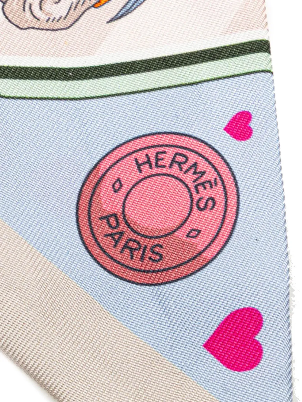 Pre-owned Hermes 20th Century Story Silk Twilly Scarf Scarves In Blue