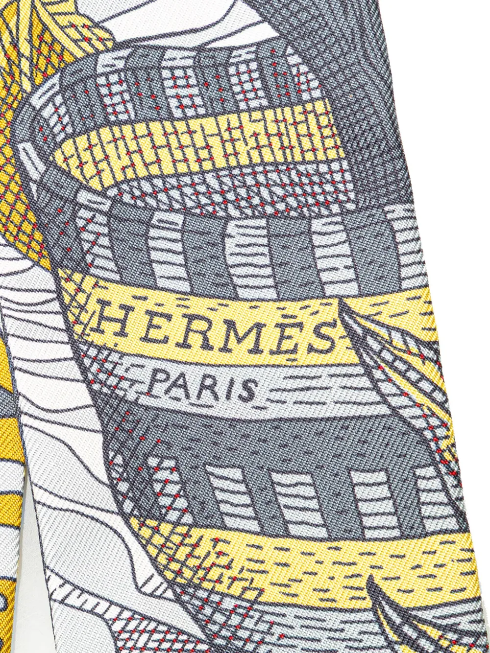 Pre-owned Hermes 20th Century La Danse Des Amazones Twilly Silk Scarf Scarves In Yellow