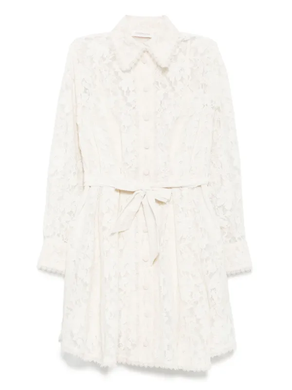 ZIMMERMANN Mini Dawning Tuck Dress Neutrals FARFETCH ID