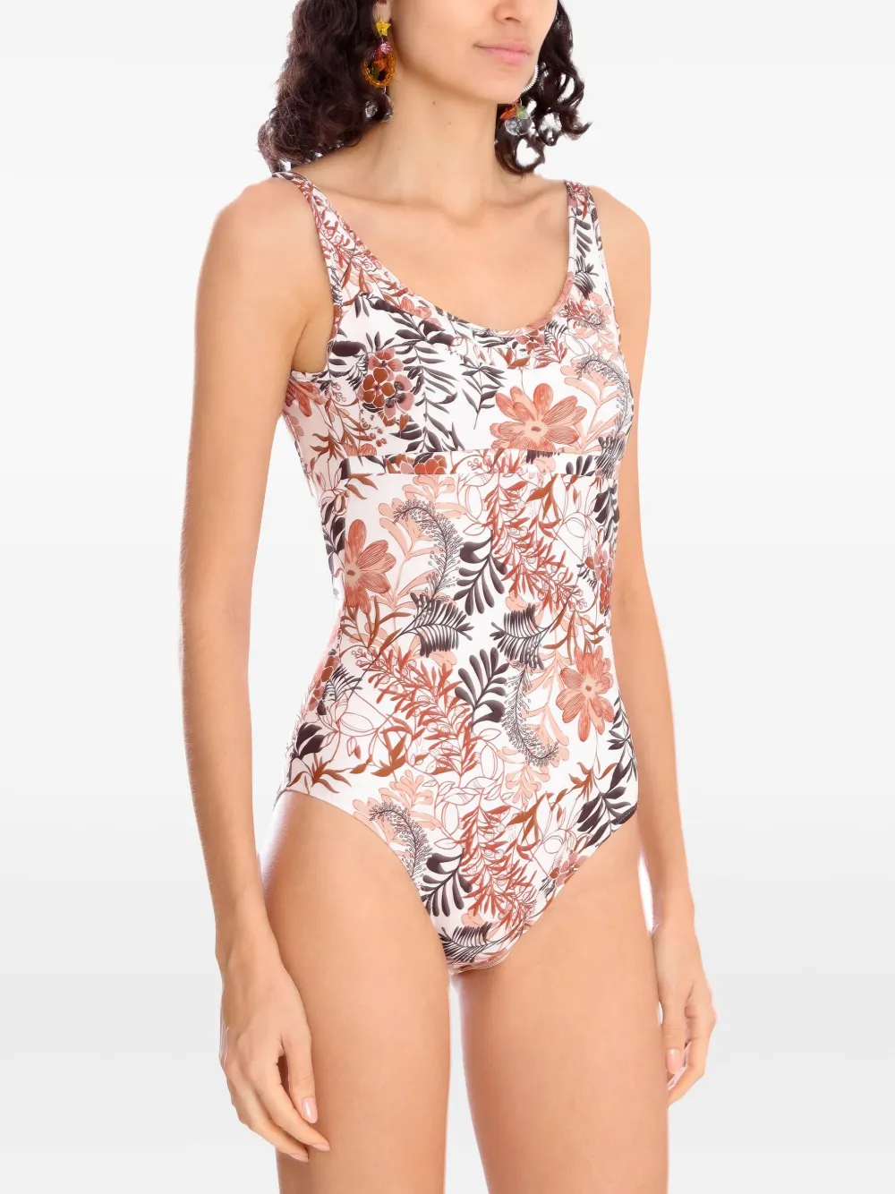 Amir Slama Badpak met bloemenprint Wit