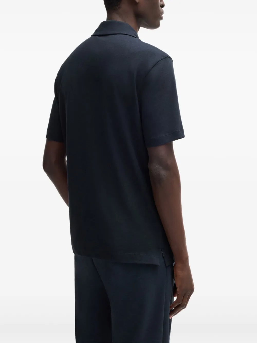 BOSS Poloshirt van linnenblend Blauw