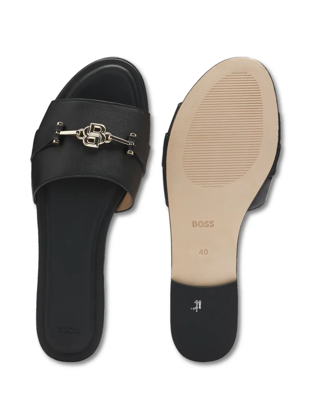 BOSS leather slides Black