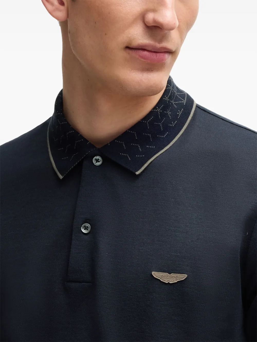BOSS x Aston Martin poloshirt met logopatch Blauw