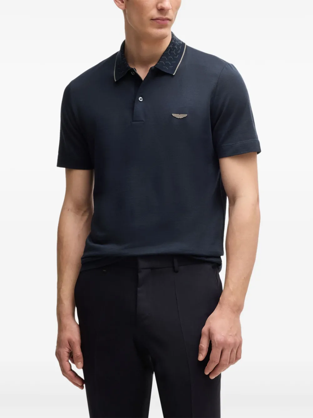 BOSS x Aston Martin poloshirt met logopatch Blauw