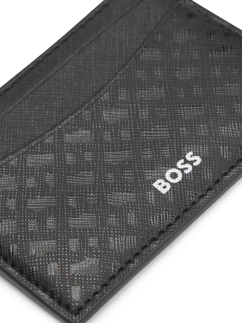 Hugo Boss Textured Cardholder In Black