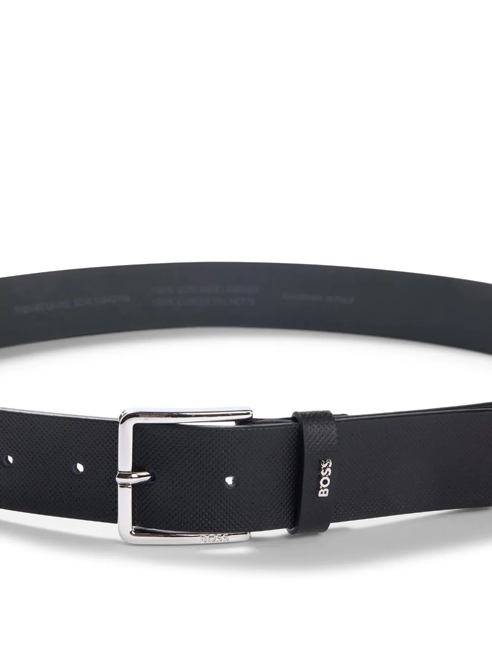 BOSS Leren riem met textuur Zwart