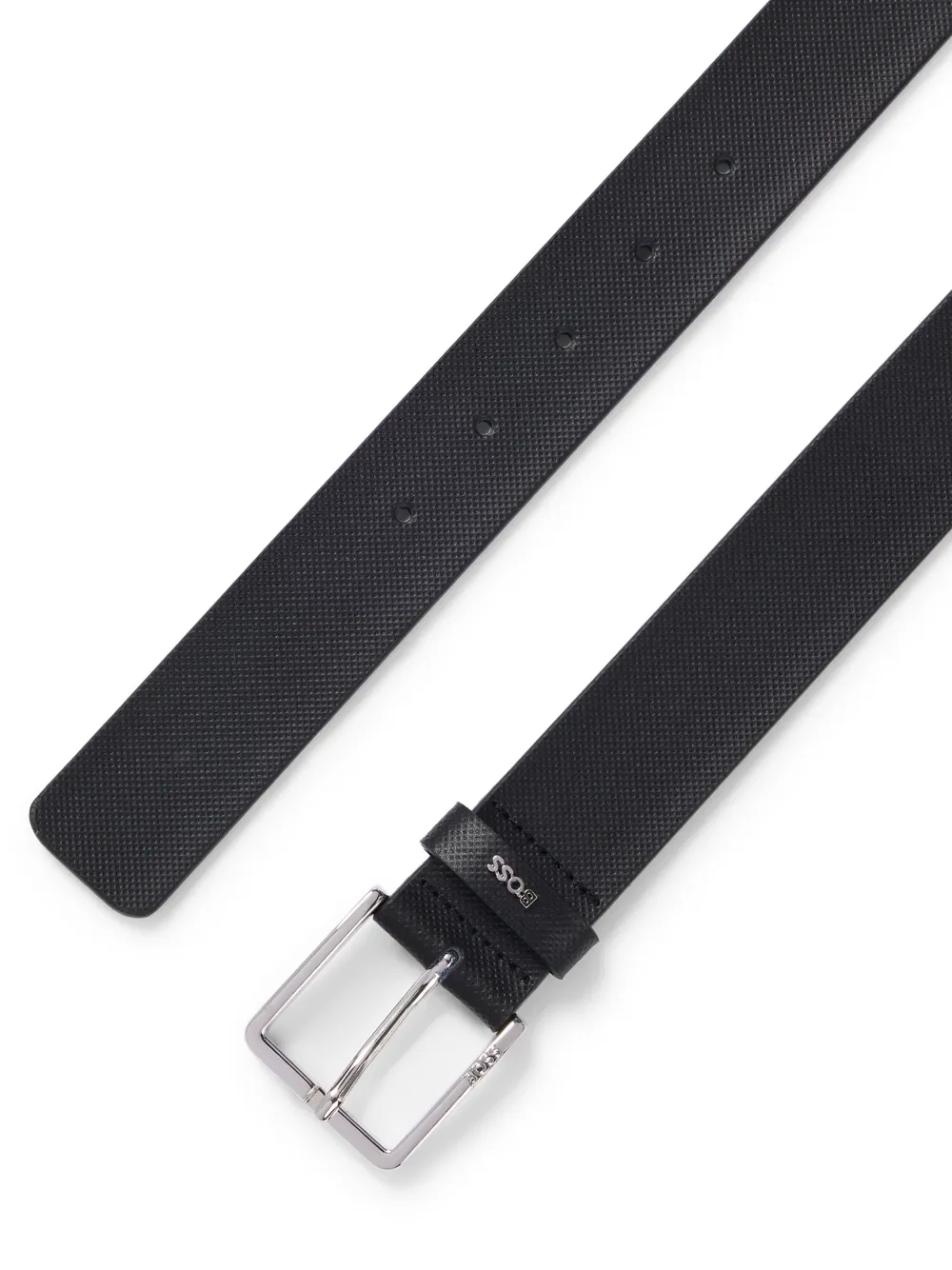 BOSS Leren riem met textuur - Zwart
