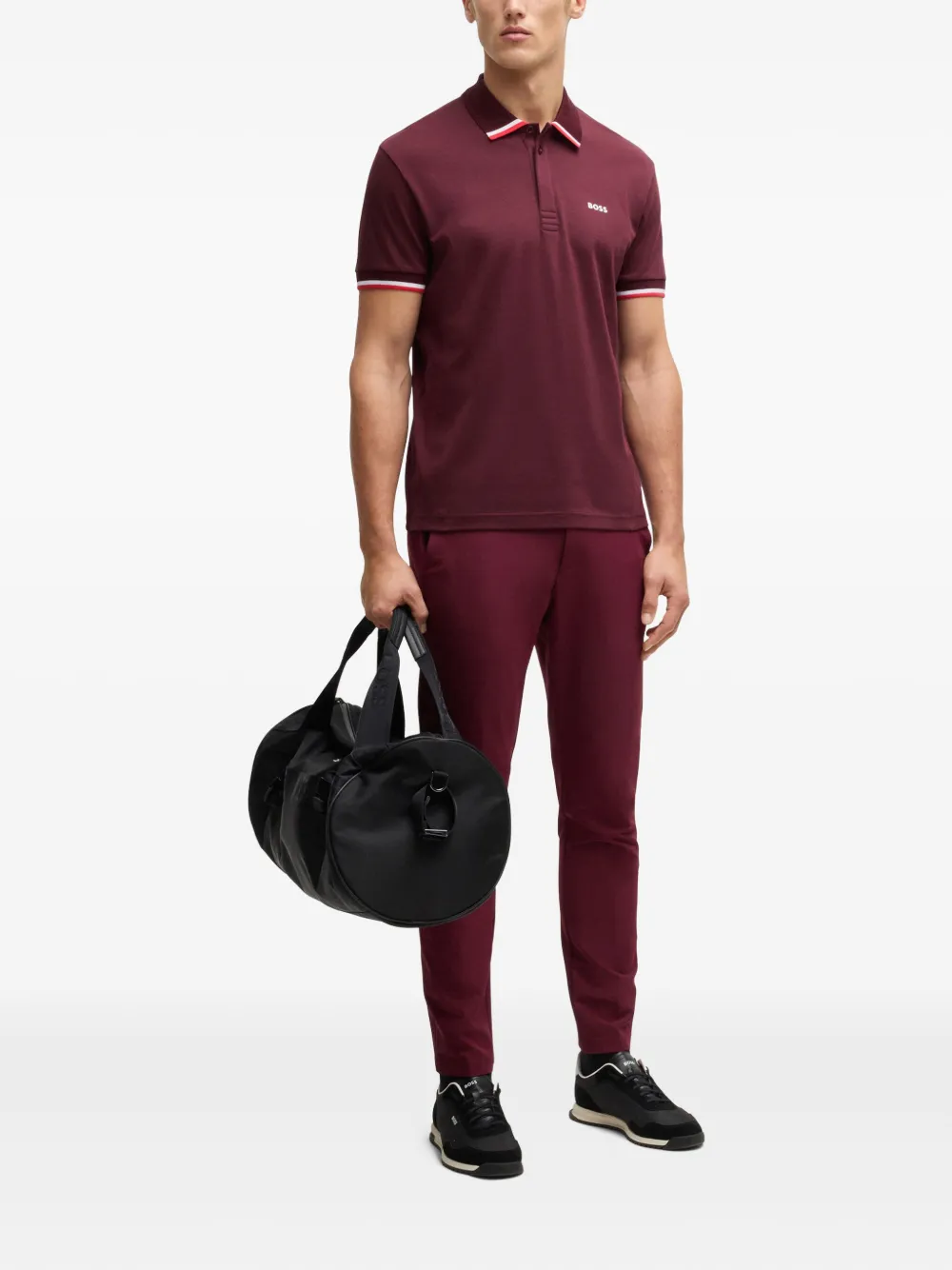 BOSS Poloshirt met logoprint - Rood