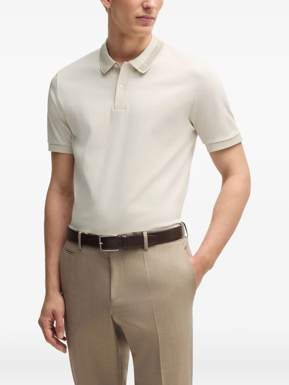 BOSS Poloshirt met logopatch Beige