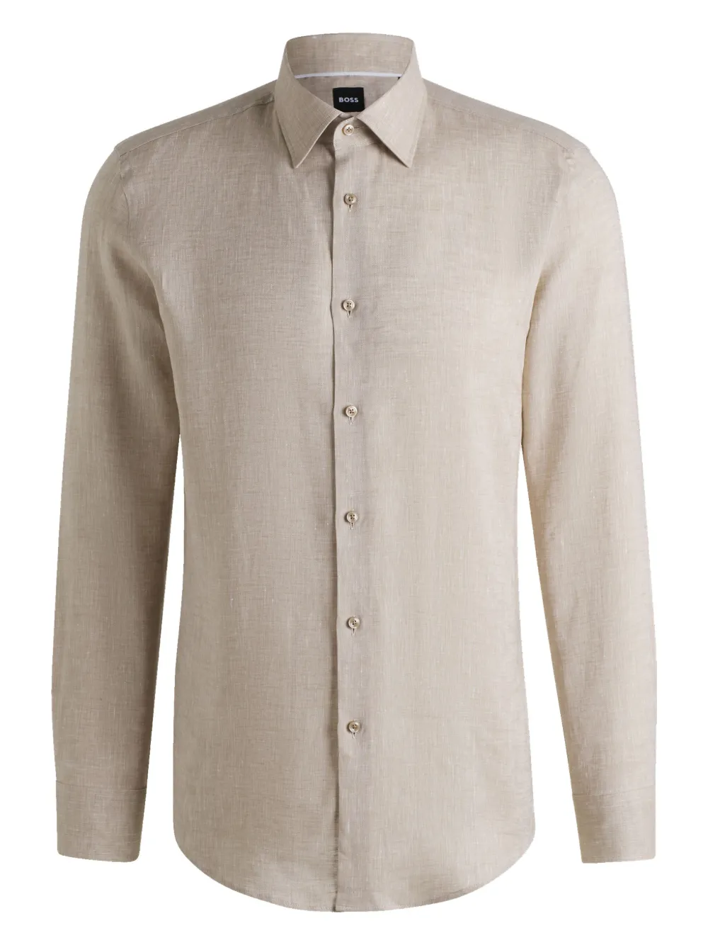 Shop Hugo Boss Button-down Long-sleeve Shirt In Neutrals