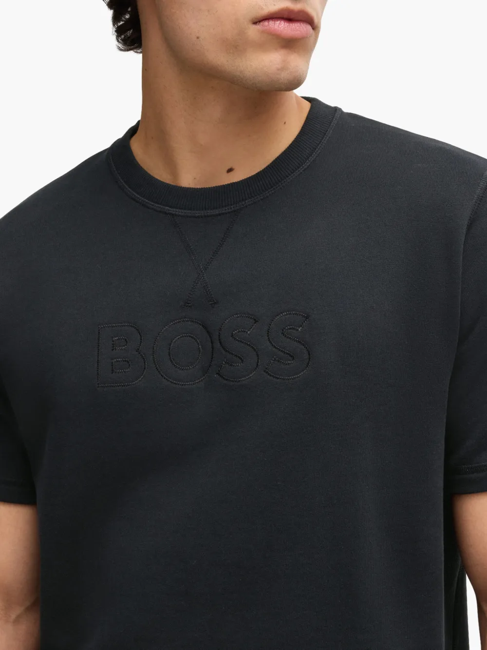 BOSS T-shirt met geborduurd logo Zwart