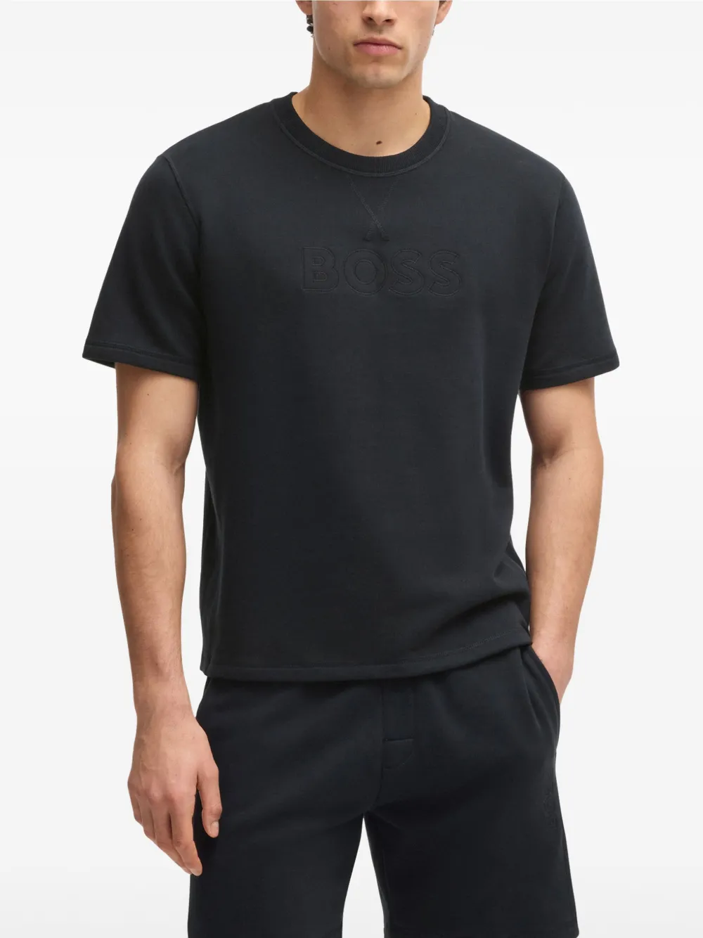 BOSS T-shirt met geborduurd logo Zwart