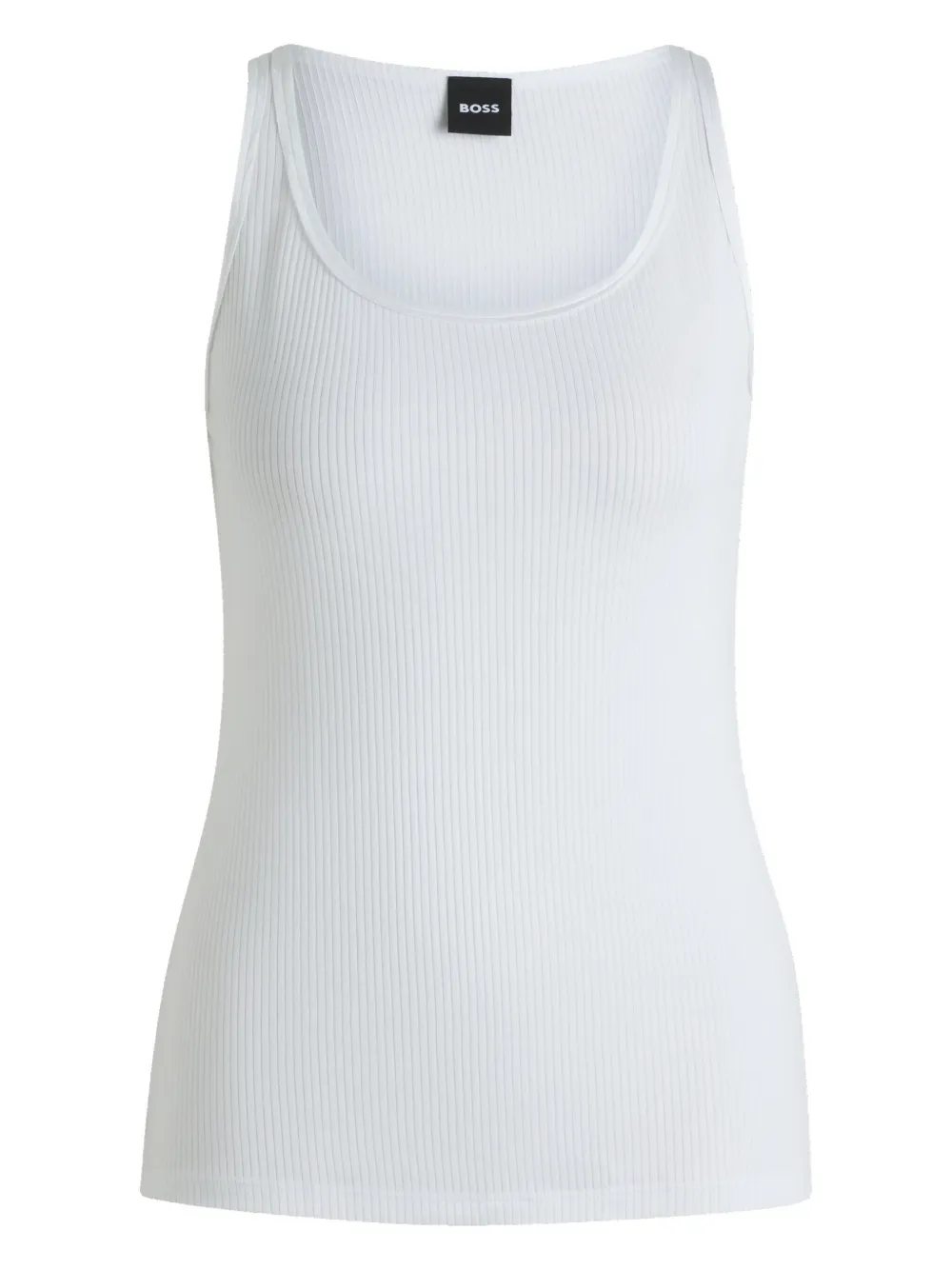 BOSS Geribbelde tanktop Wit