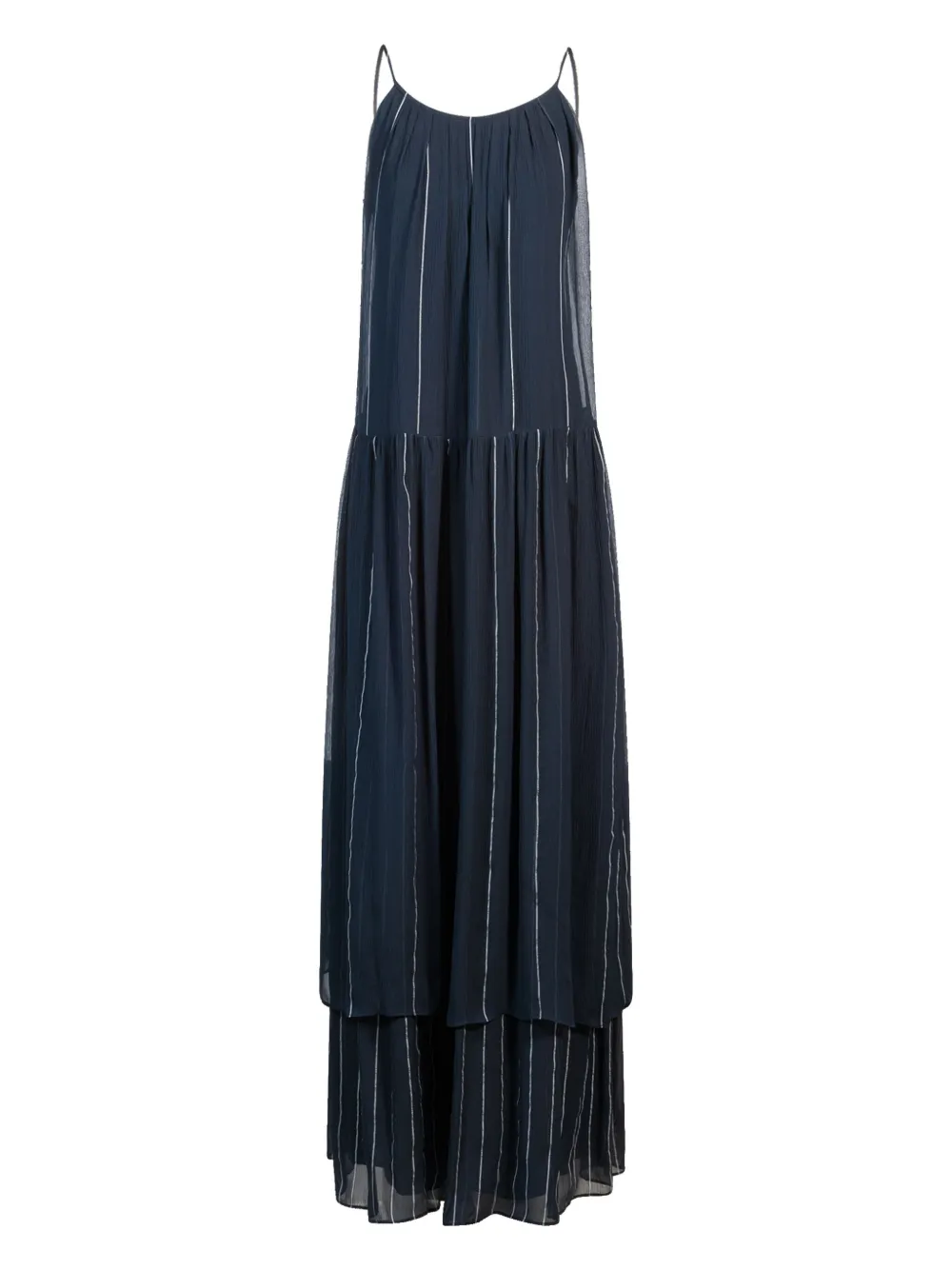 Hugo Boss Tiered Striped Dress With Silk