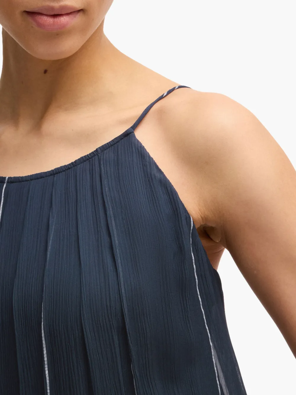 Hugo Boss Tiered Striped Dress With Silk