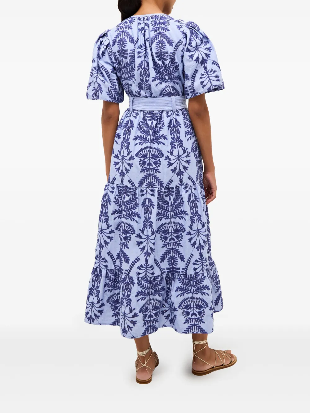 Shop Marie Oliver Natty Floral-print Midi Dress In Blau