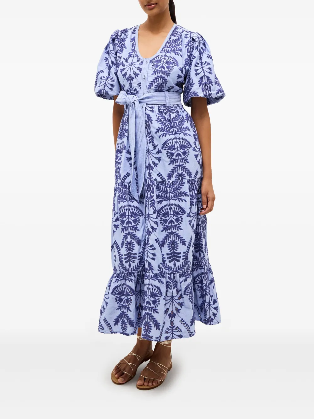 Shop Marie Oliver Natty Floral-print Midi Dress In Blau