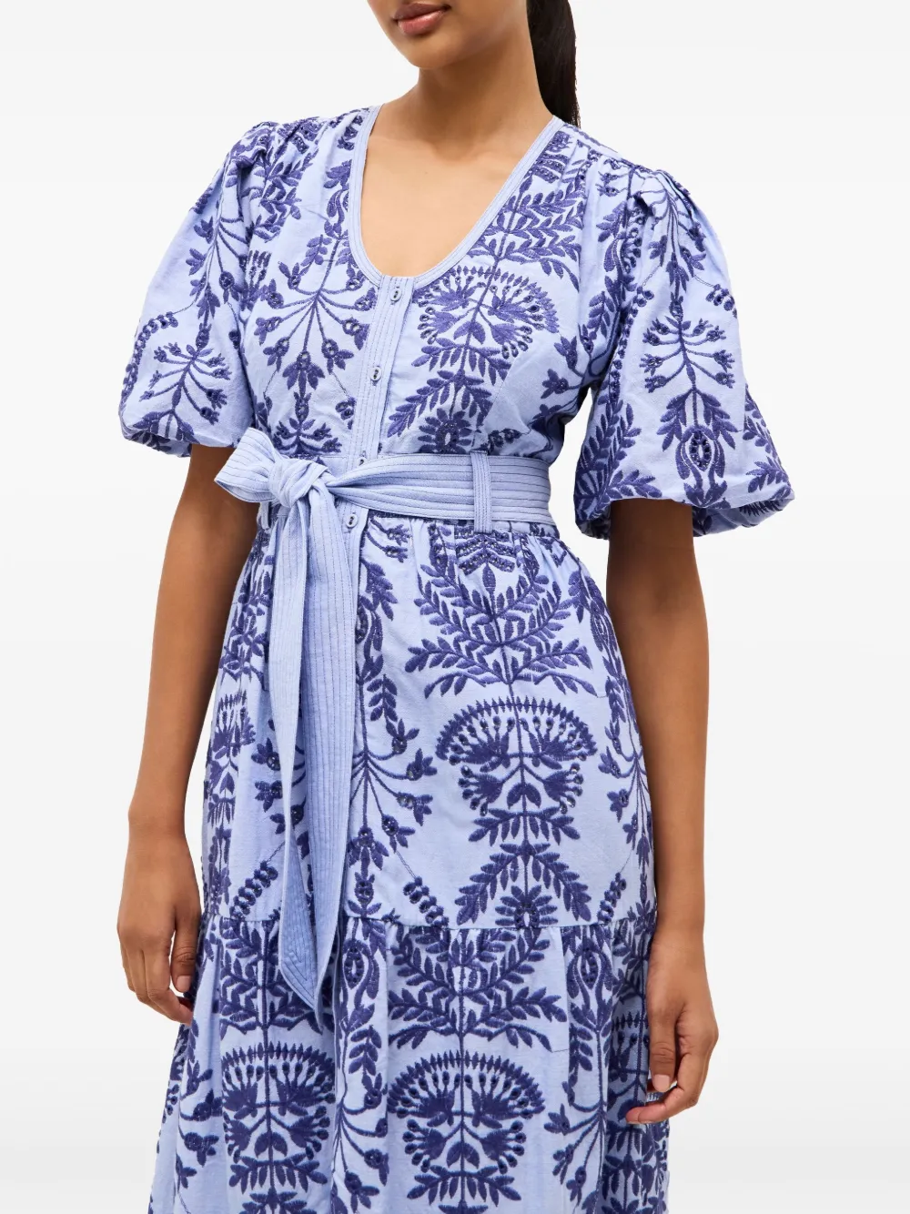 Shop Marie Oliver Natty Floral-print Midi Dress In Blau