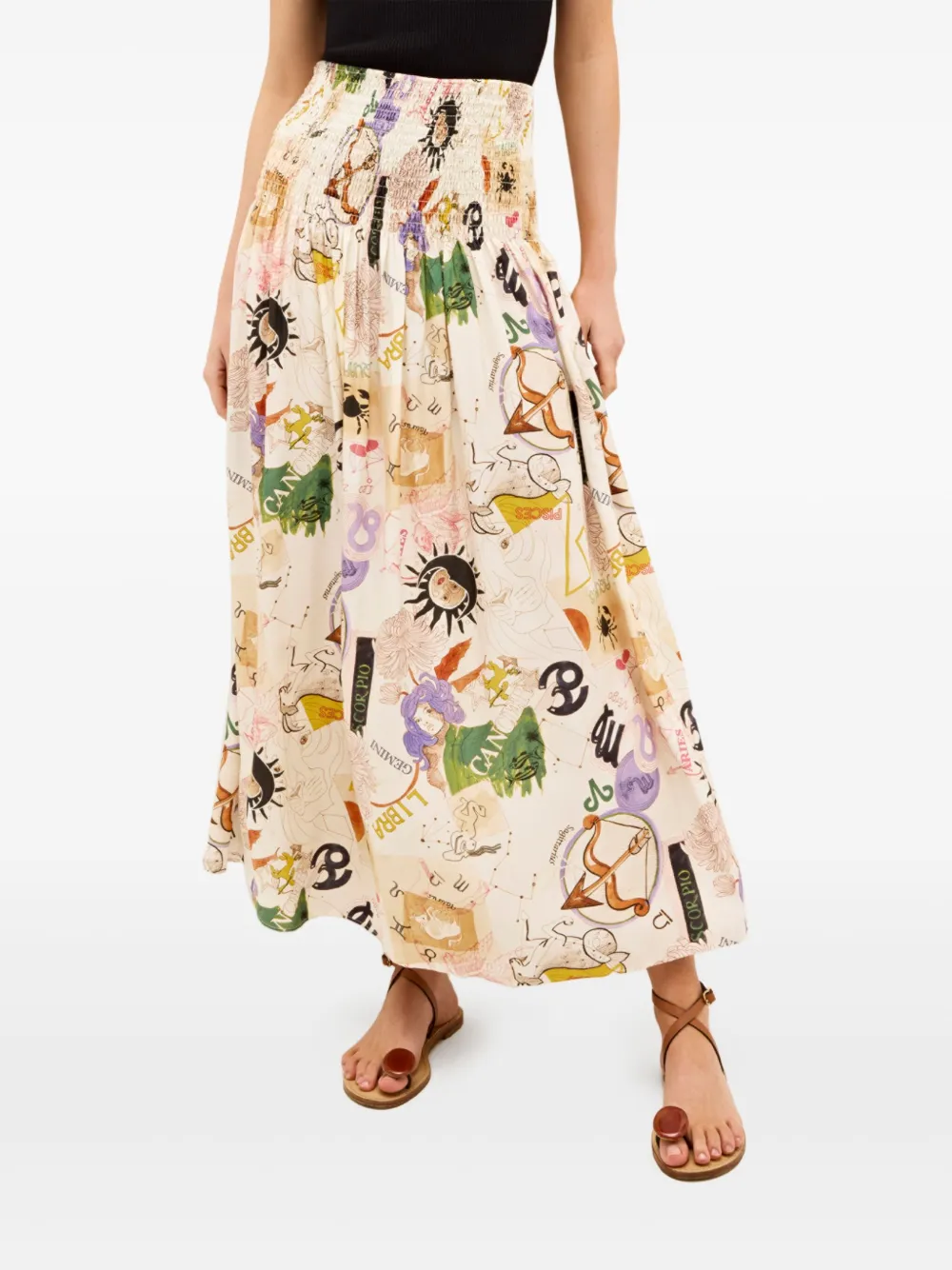 Marie Oliver Stacie gesmockte maxi-rok Beige