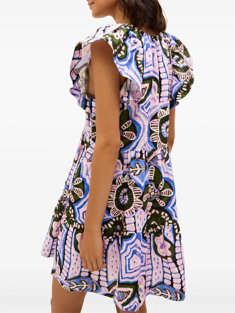 Shop Marie Oliver Kara Ruffle-detail Mini Dress In Rosa
