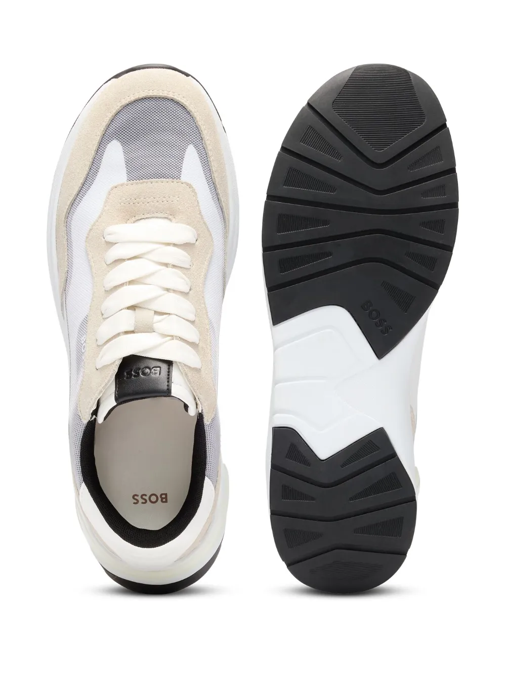 BOSS Sneakers met suède vlakken - Wit