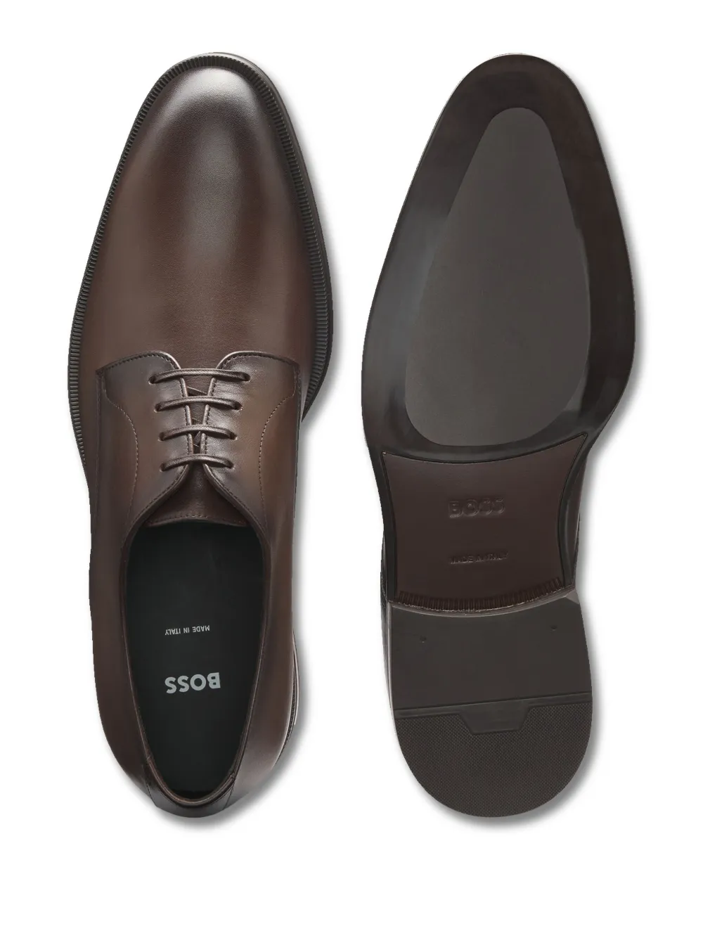 BOSS leather derby shoes Brown