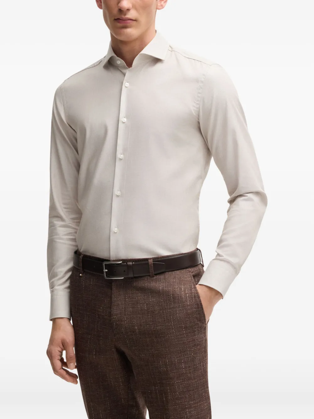 BOSS Overhemd met lange mouwen Beige