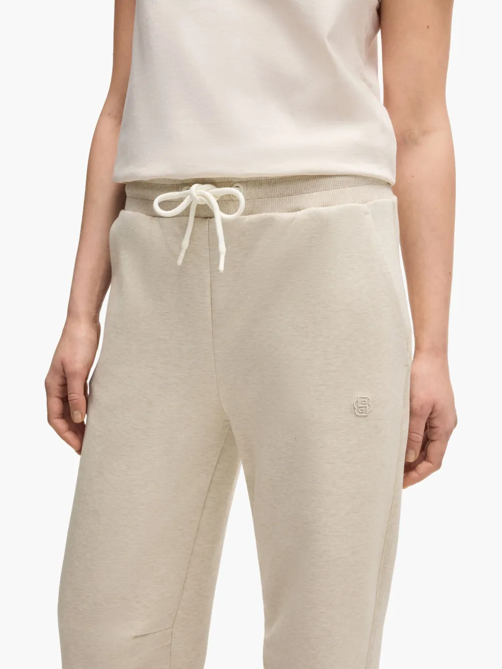 BOSS Trainingsbroek met geborduurd logo Beige