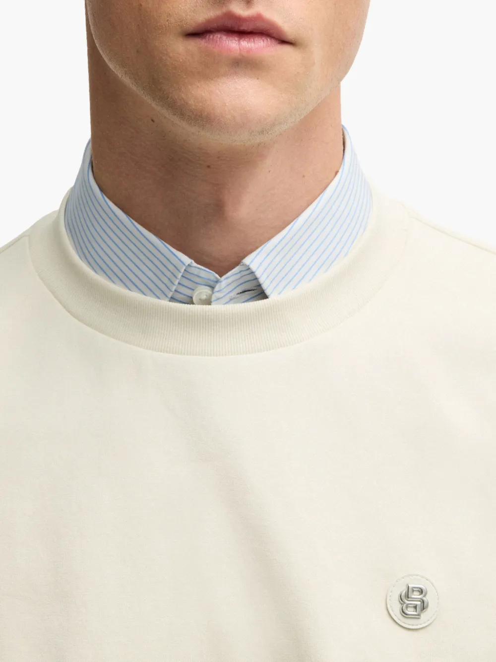 BOSS Sweater met logopatch Wit