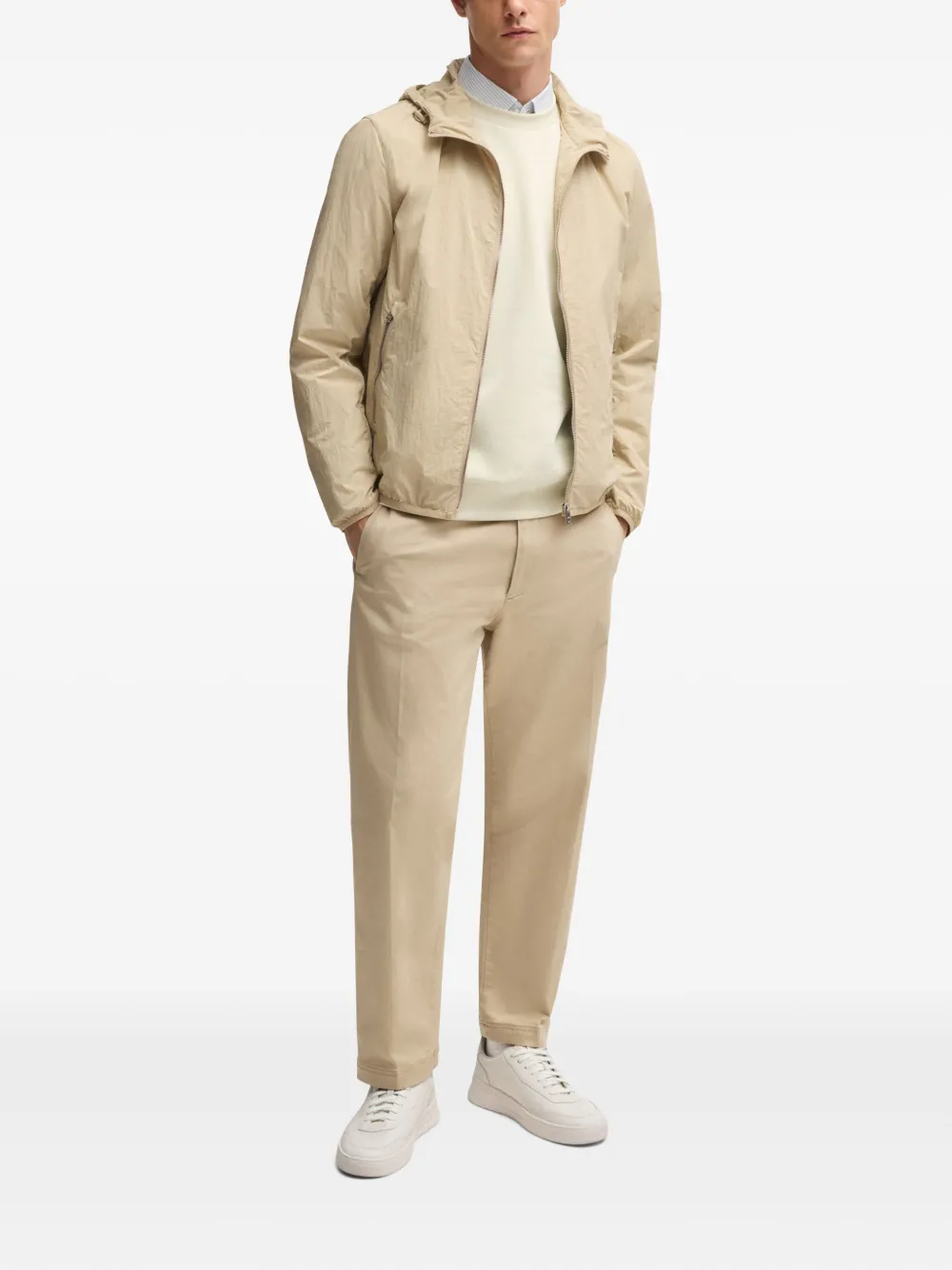 BOSS Sweater met logopatch - Wit