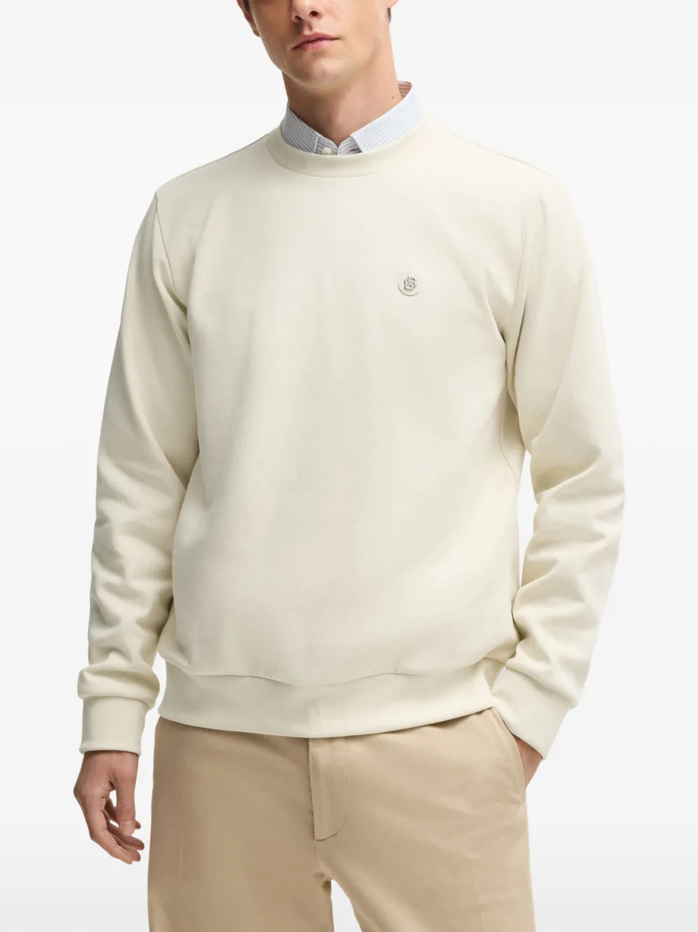BOSS Sweater met logopatch Wit