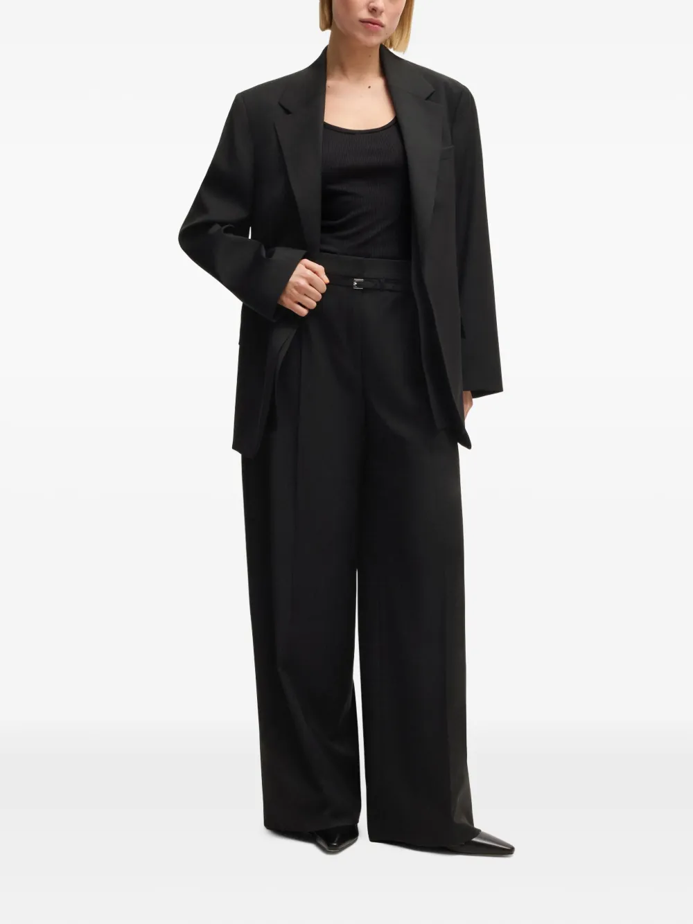 BOSS Broek van scheerwol - Zwart
