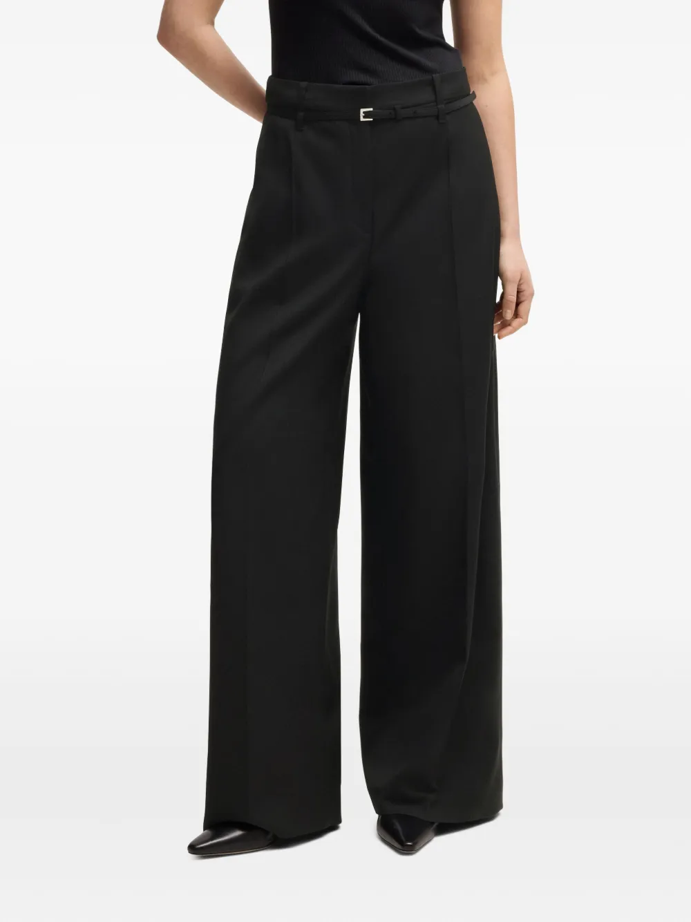 BOSS Broek van scheerwol Zwart